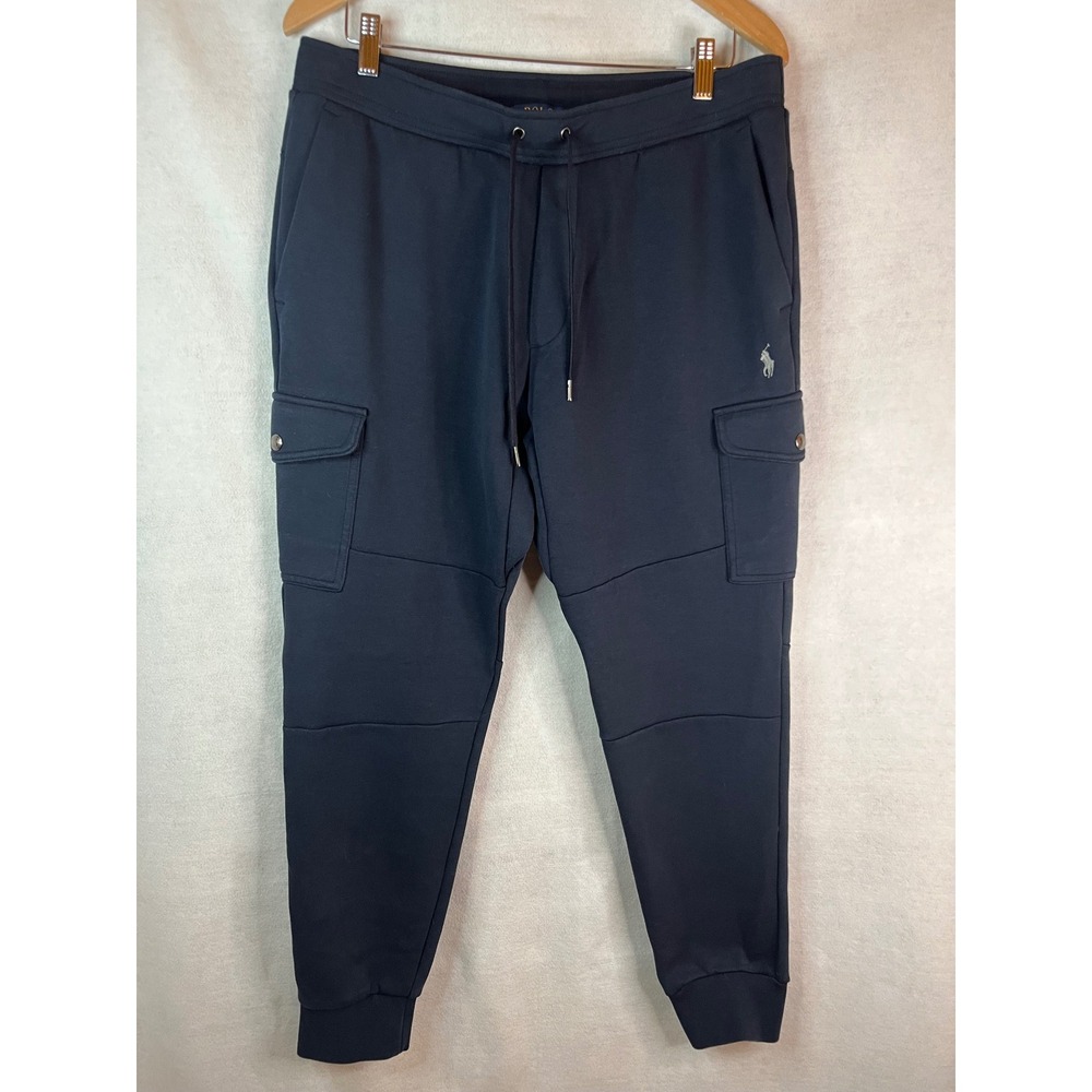 Polo Ralph Lauren Men's L Double Knit Cargo Jogger Pants Navy Blue